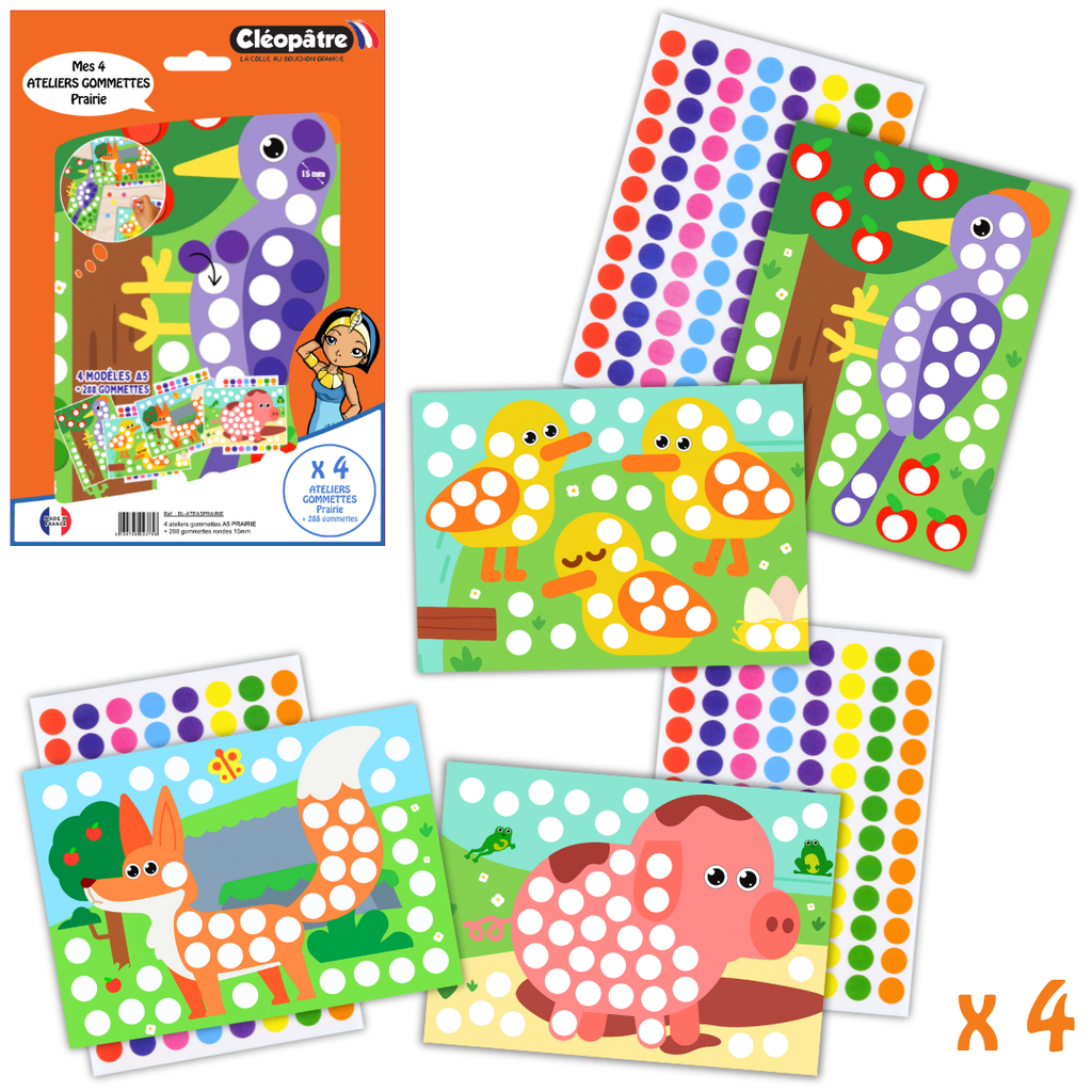 ATELIERS PRAIRIE ANIMALS ADHESIVE STICKERS, SET OF 4
