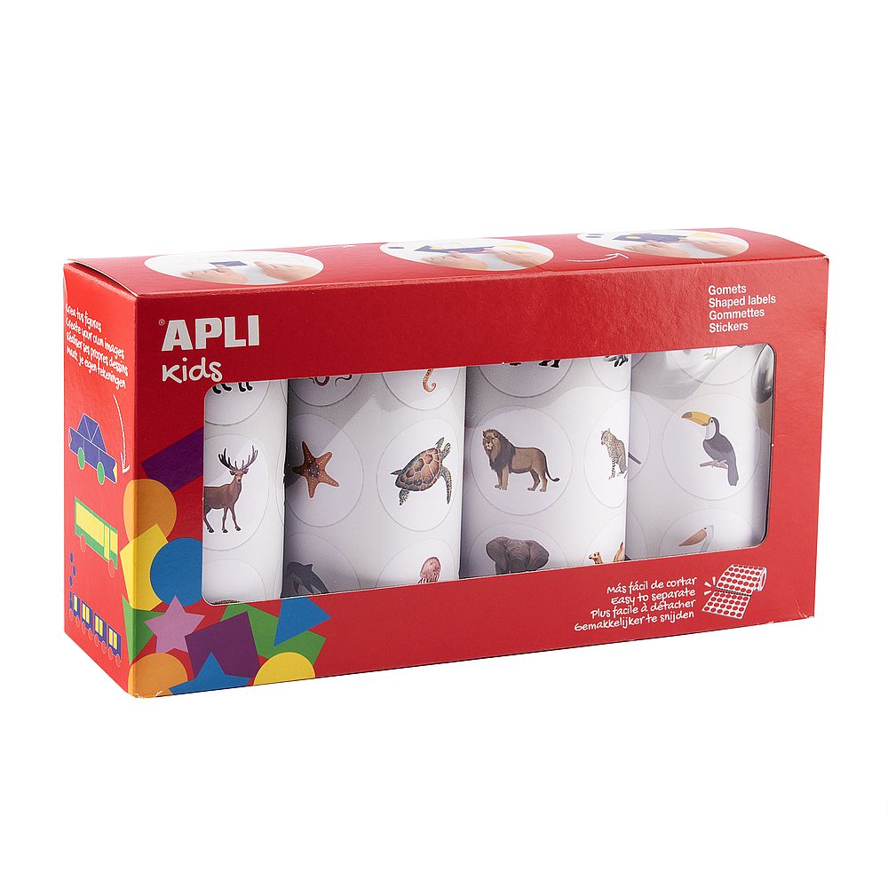 GOMMETTES ADHÉSIVES ANIMAUX, 4 ROULEAUX