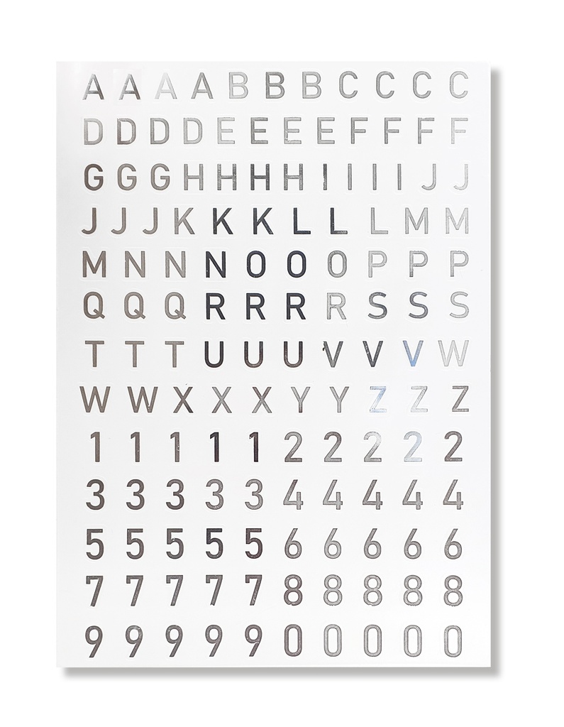 STICKERS ALPHABET ET CHIFFRES, ARGENT