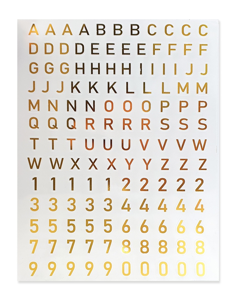 ALPHABET AND NUMBER STICKERS, GOLD