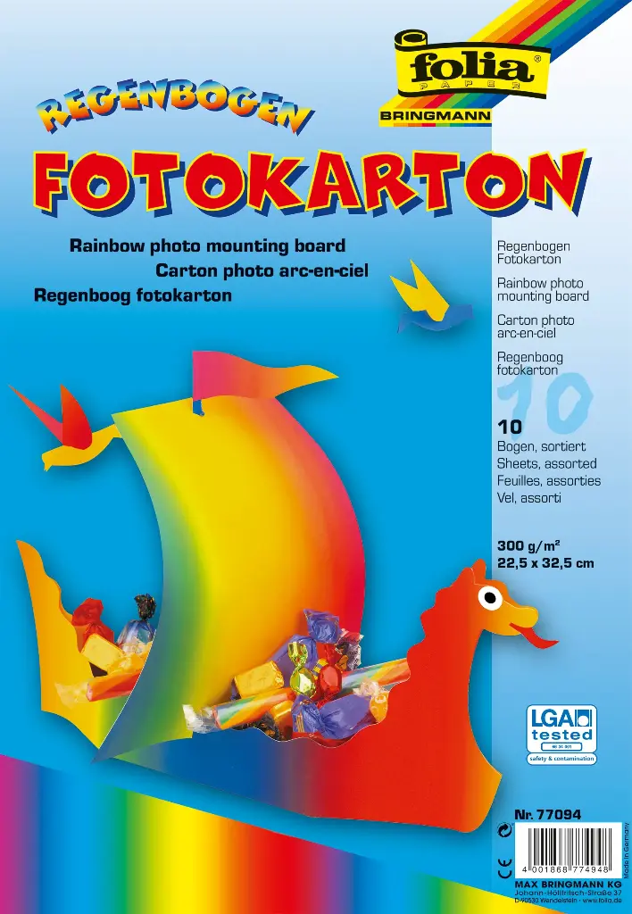 CARTON ARC-EN-CIEL 300G A4, 10 FEUILLES