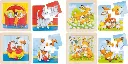 PUZZLES EN BOIS BÉBÉ ANIMAUX, LOT DE 4