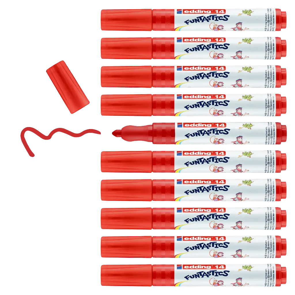EDDING 14 FUNTASTIC- 3MM RED, BOX OF 10