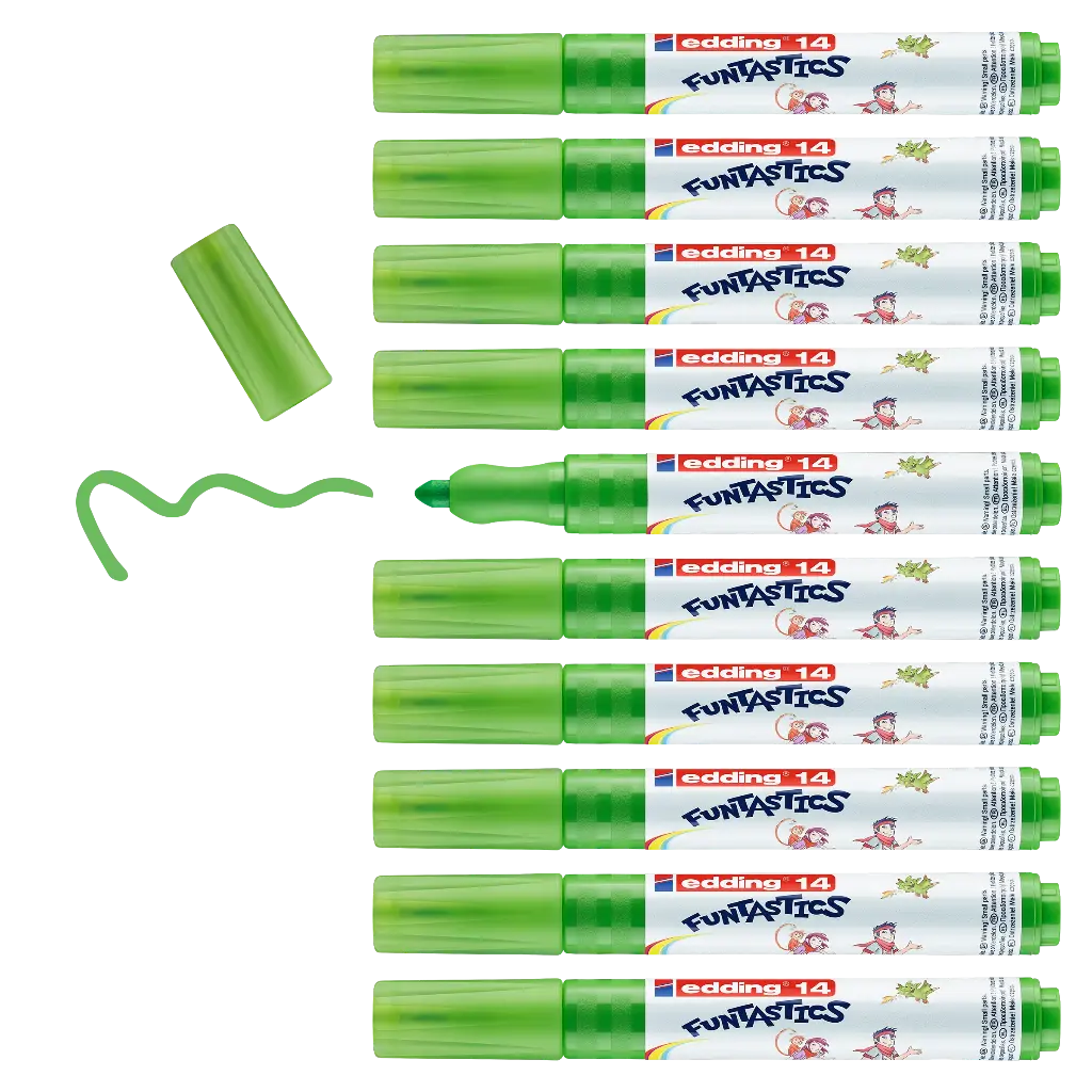 EDDING 14 FUNTASTIC- 3MM GREEN, BOX OF 10
