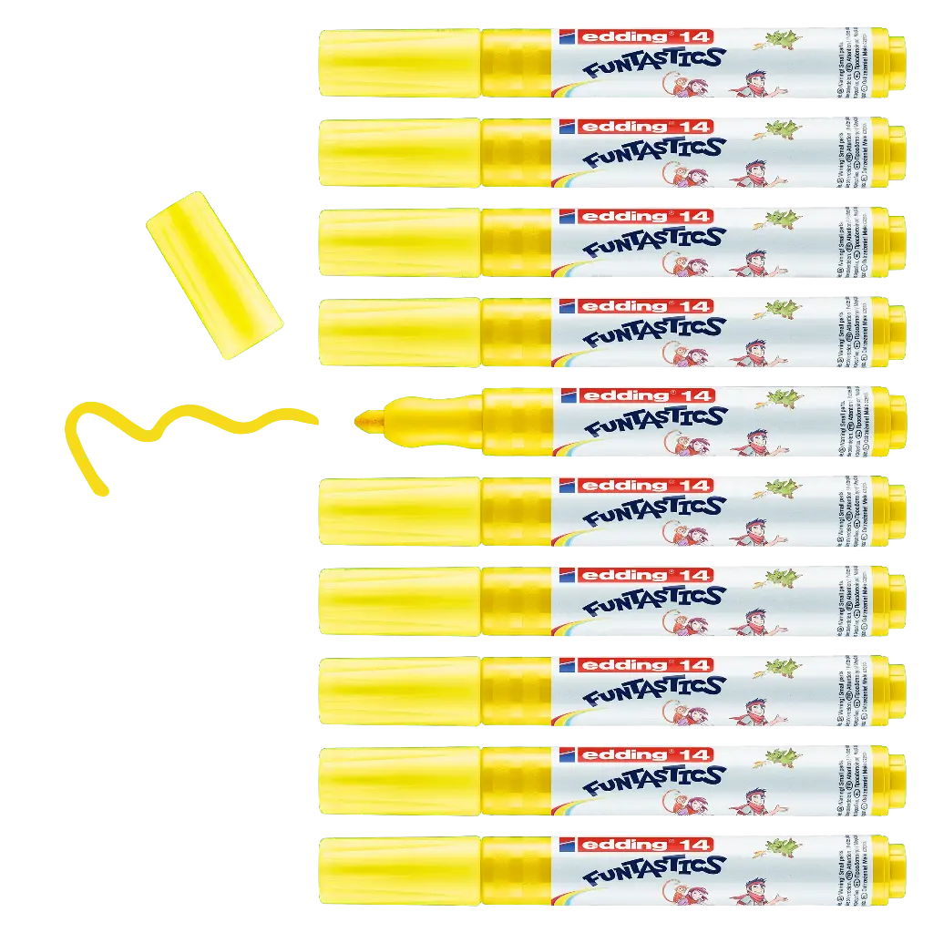 EDDING 14 FUNTASTIC- 3MM YELLOW, BOX OF 10