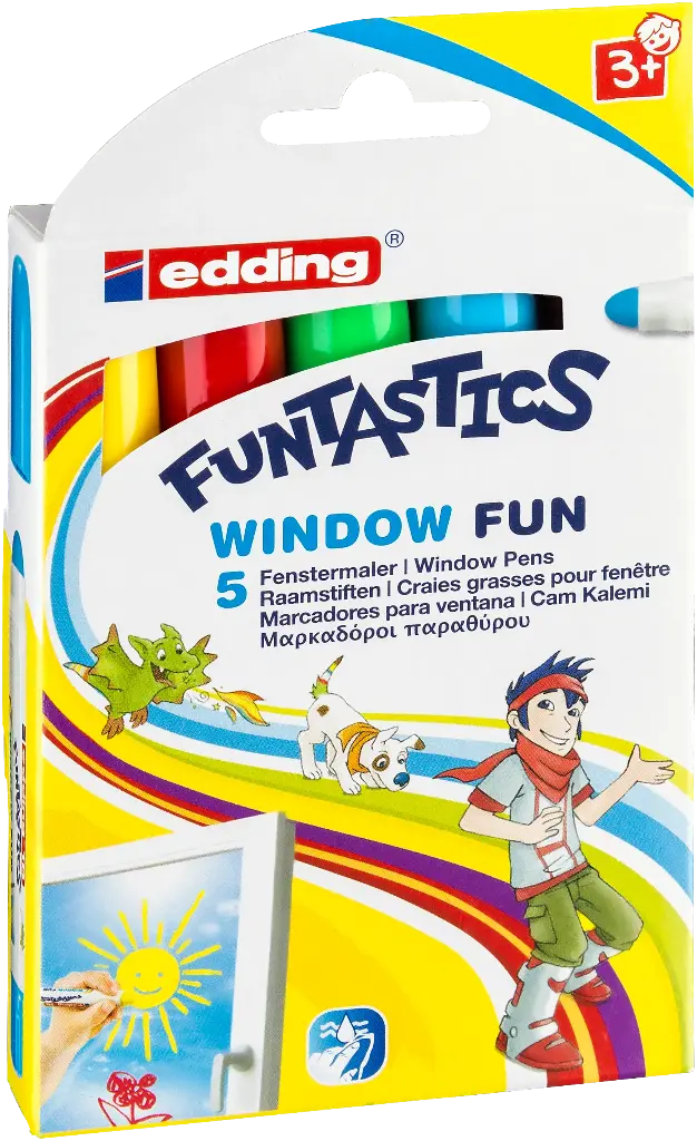 EDDING 16 FUNTASTIC WINDOW FUN, 5ER-PACKUNG SORT.