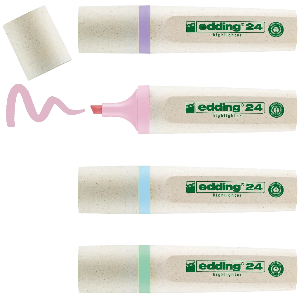 EDDING 24 EcoLine SURLIGNEURS PASTEL, ÉTUI DE 4