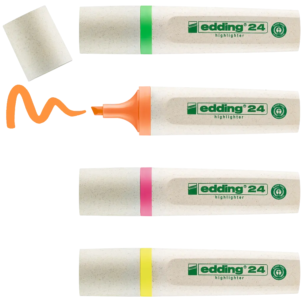 EDDING 24 EcoLine SURLIGNEURS , ÉTUI DE 4