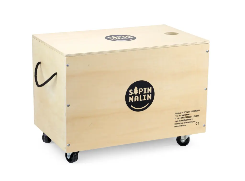 CAISSE À ROULETTES DE 1000 PLANCHETTES EN BOIS NATUREL