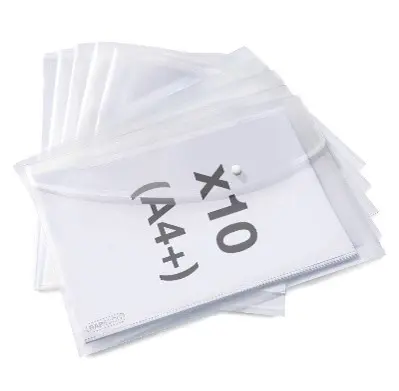 POCHETTE-ENVELOPPE TRANPARENTE A4+ AVEC PRESSION