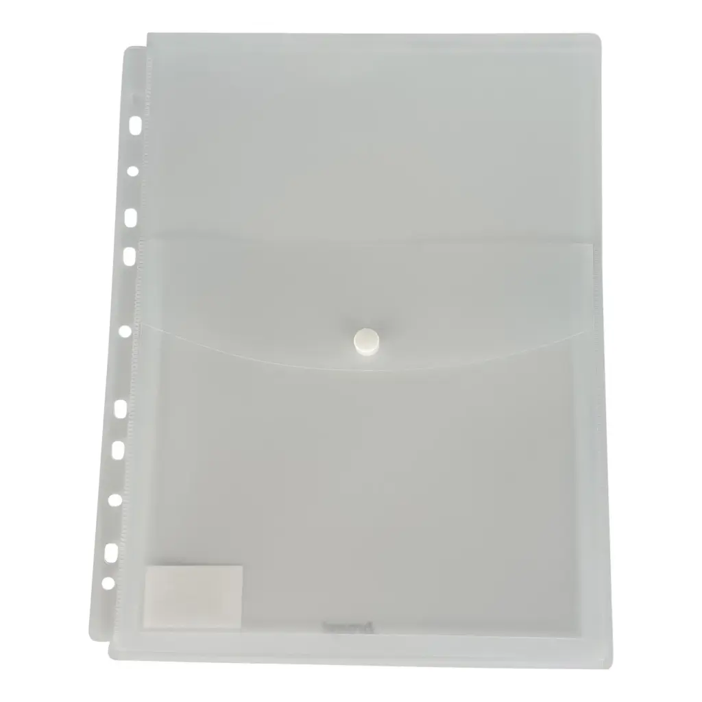 POCHETTE PERFORÉE TRANSPARENTE A4 AVEC PRESSION