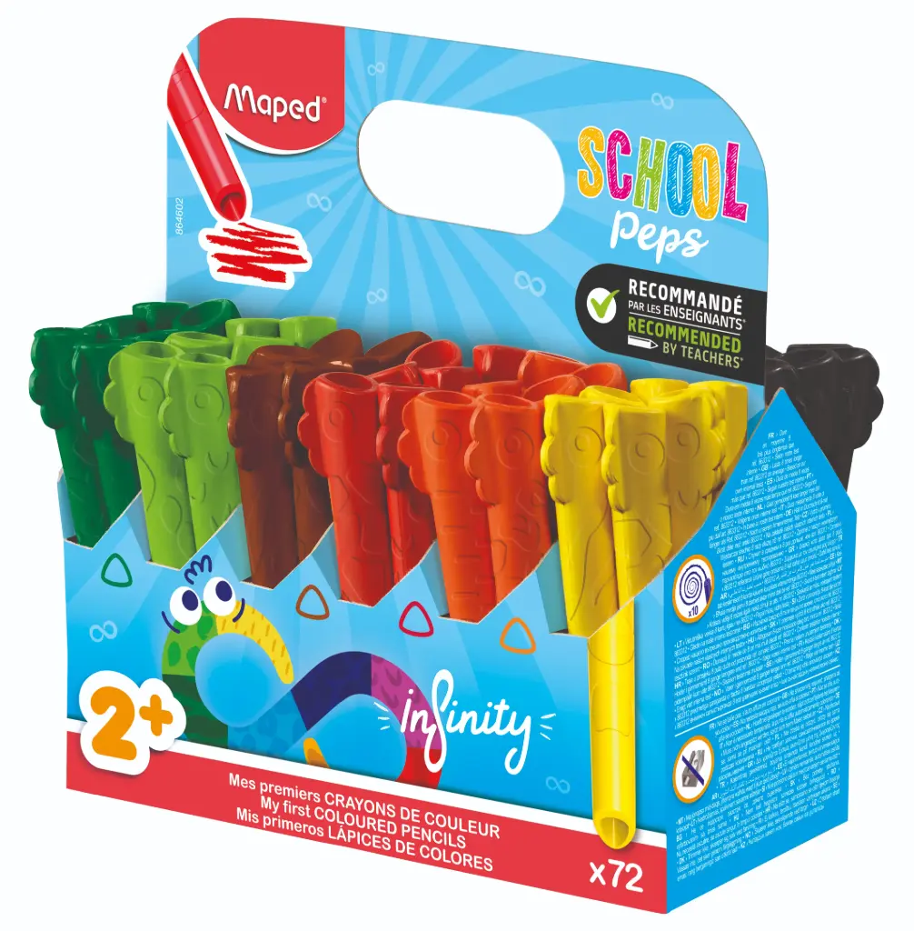 CRAYONS DE COULEUR INFINITY KIDY, PRÉSENTOIR DE 72