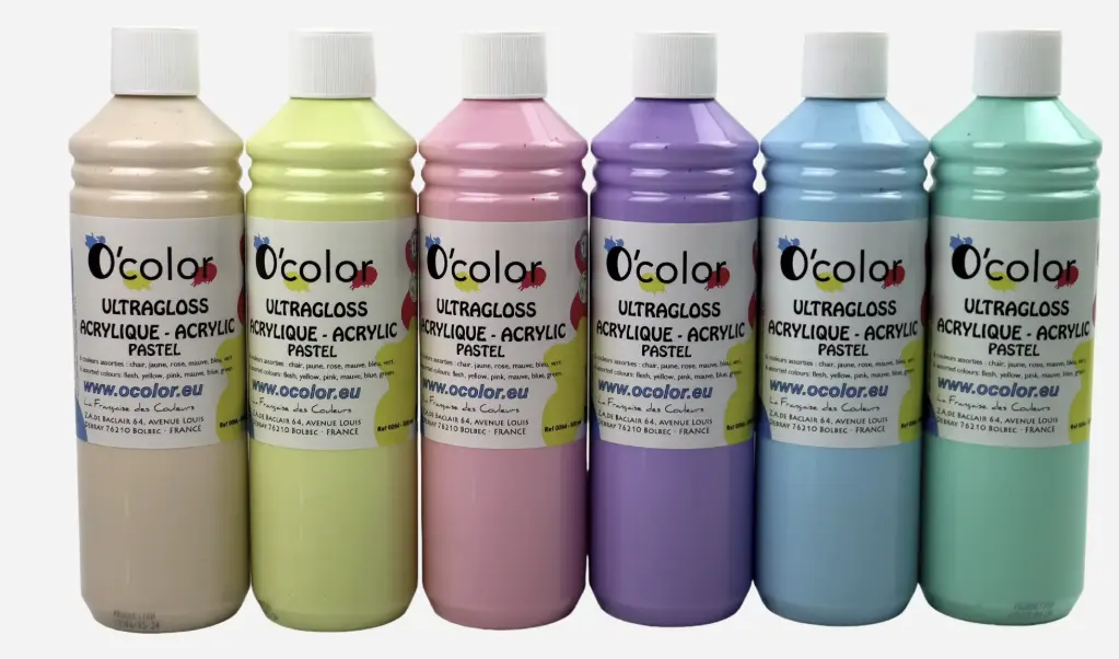 ACRYLIQUE PASTEL, LOT DE 6 FLACONS DE 500ML