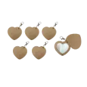 PORTE-CLÉS MIROIR EN BOIS "COEUR", LOT DE 6
