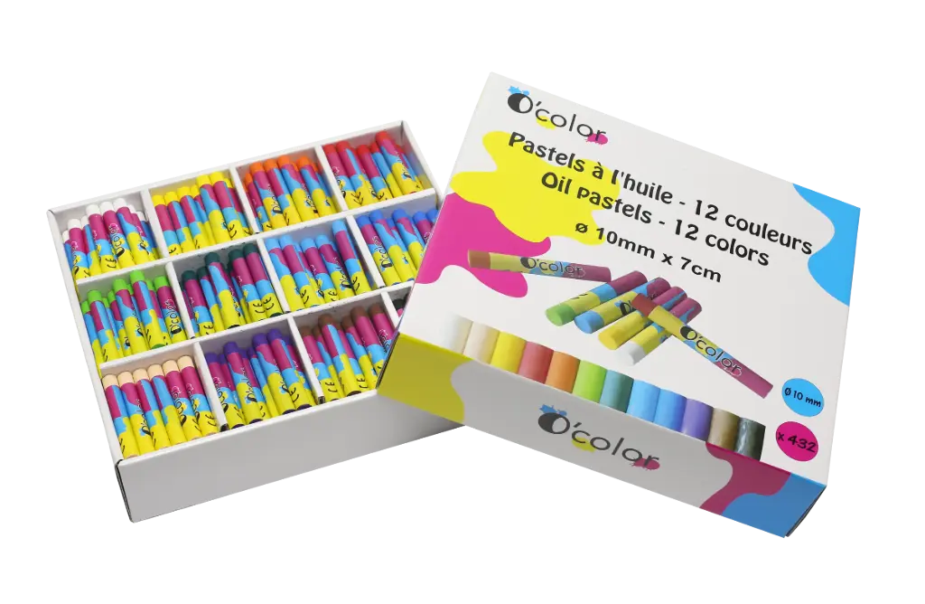 PASTELS À L'HUILE 7CM- DIAM. 10MM, SCHOOLPACK DE 432
