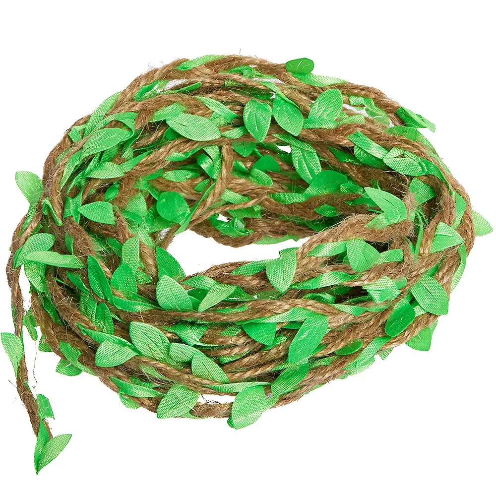CORDELETTE EN JUTE "FEUILLES VERTES", 10M