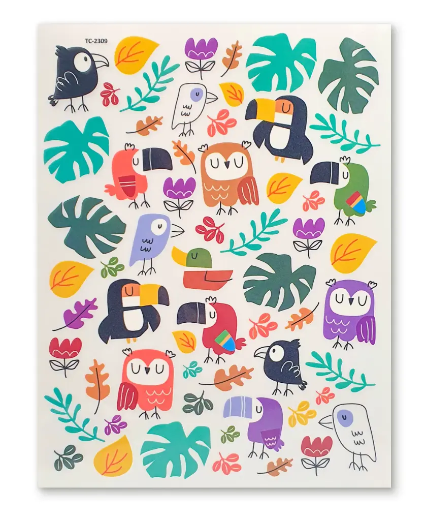 TRANSFERTS À SEC OISEAUX TROPICAUX