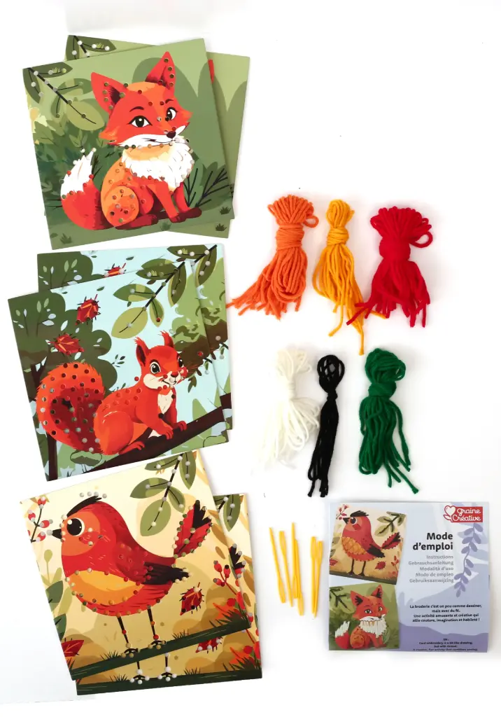 CARTES À BRODER "LA FORÊT", LOT DE 6