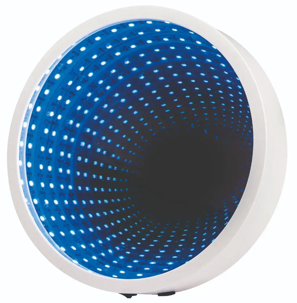 MIROIR LUMINEUX INFINI, 23CM* DISPO JUIN