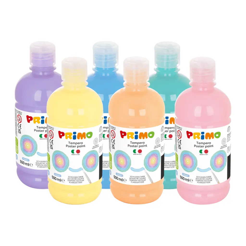 GOUACHE PRIMO PASTEL 500CC, ASS. DE 6