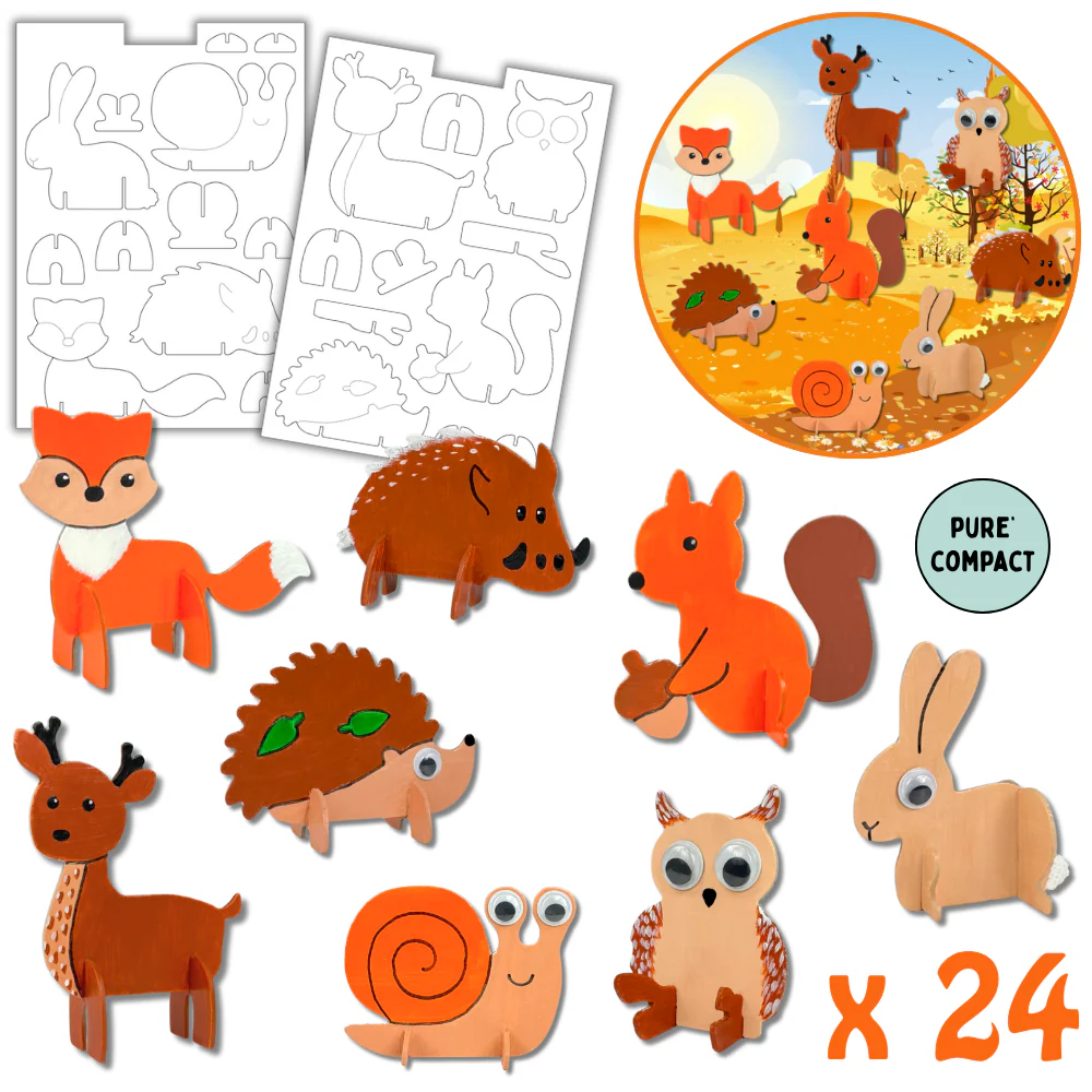 MES ANIMAUX DE LA FORÊT EN 3D, LOT DE 24