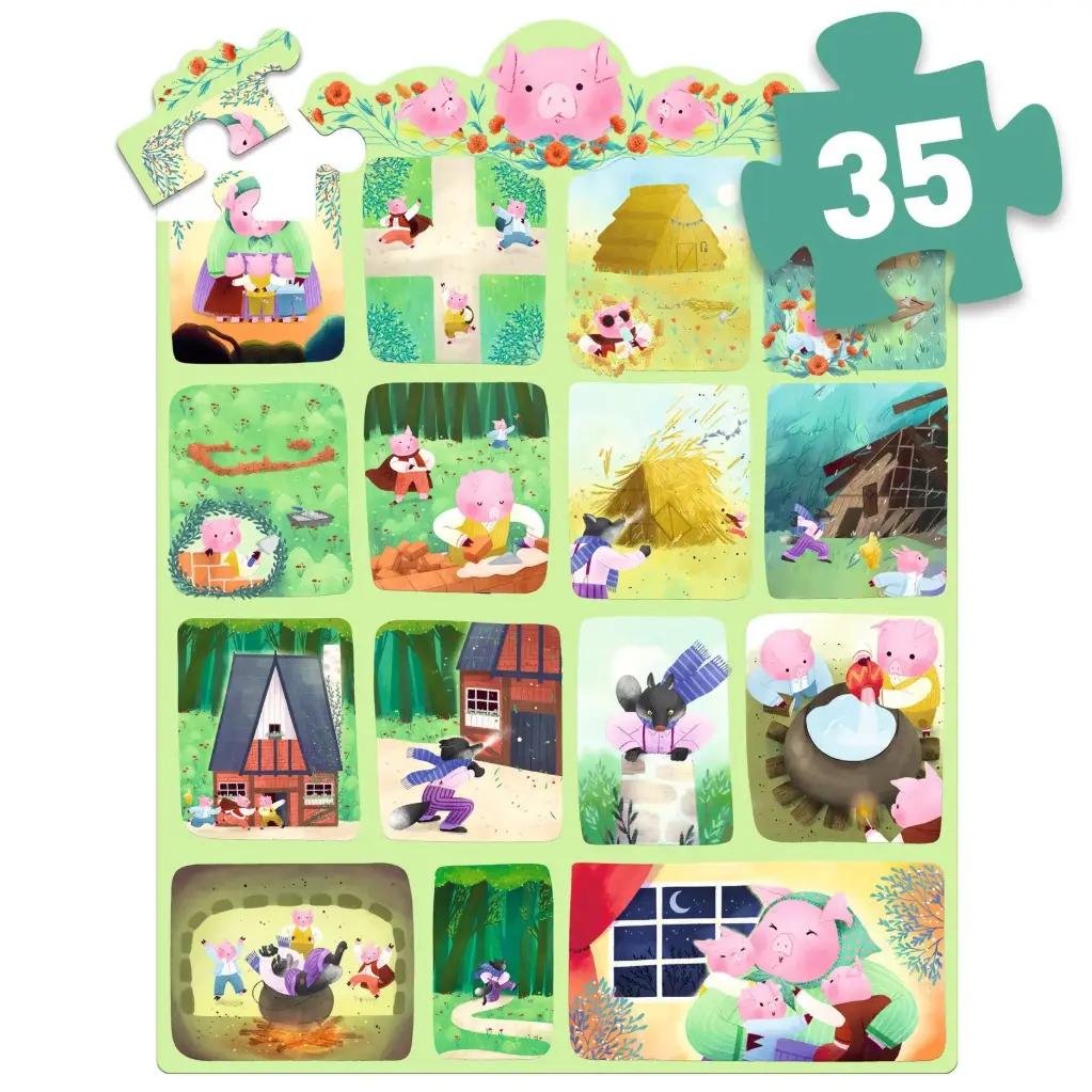 PUZZLE HISTOIRE: LES 3 PETITS COCHONS
