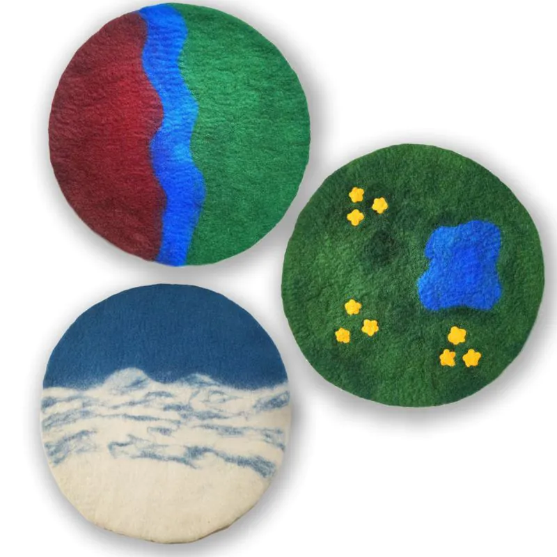 TAPIS PAYSAGES EN FEUTRINE, SET DE 3
