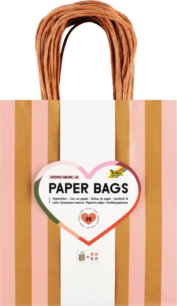 SACS EN PAPIER "AMORE", LOT DE 20
