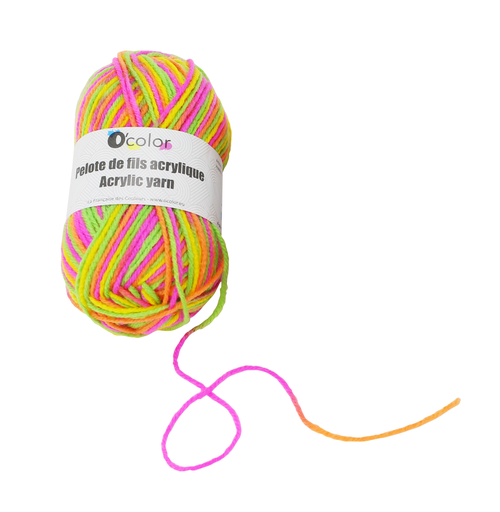 [831305] BALL OF MULTICOLOR FLUO ACRYLIC YARN, 50GR