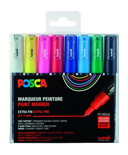 [53714] POSCA PC1MC BASISKLEUREN MARKERS, DOOS VAN 8
