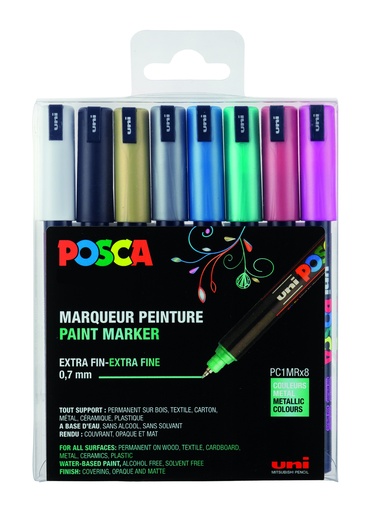 [53712] POSCA PC1MR METALLIC COLORS MARKER, BOX MIT 8 STÜCKEN