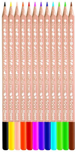 [5217] CRAYONS DE COULEUR SMILING PLANET, ÉTUI DE 12