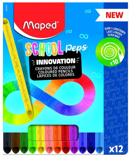 [521801] CRAYONS DE COULEUR SCHOOL PEP'S INFINITY, ÉTUI DE 12
