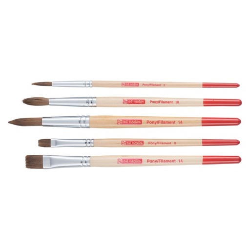 [BA054] PINCEAUX TALENS ART CRÉATION POILS DE PONEY, SET DE 5