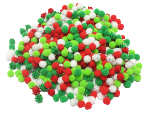 [82783] MINI POMPONS NOËL, SAC DE 1000 PCS
