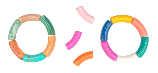 [82580] PERLES TUBE INCURVE, 18 PIECES