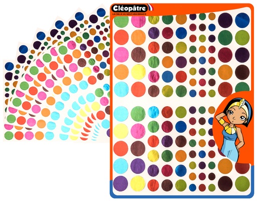 [829950] ROUND METALLIC ADHESIVE STICKERS, 6 SHEETS