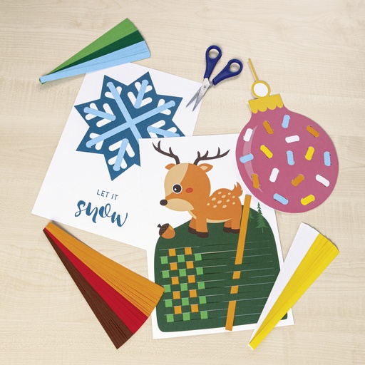 [2374] PAPIER DE TRESSAGE ET TISSAGE "NOËL", PAQUET DE 12