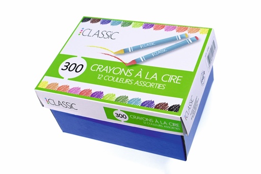 [5299] CRAYONS A LA CIRE 12 COUL.ASS, BOITE DE 300