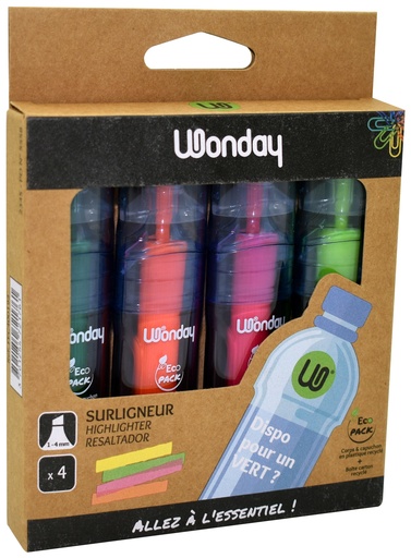 [5367] "ECO PACK" FLUORIETMARKERS, DOOS VAN 4