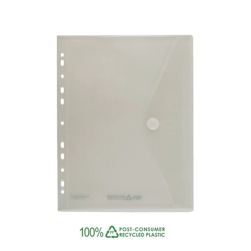 [3519] POCHETTE-ENVELOPPE TRANSPARENTE PERFORÉE A4 FOLDERGREEN