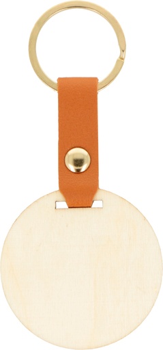 [80405] PORTE-CLÉS ROND BOIS ET SIMILI CUIR