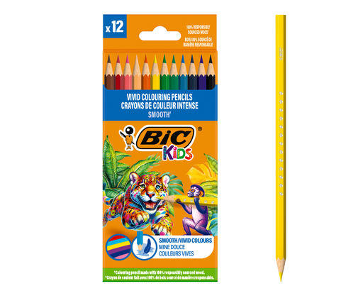 [5277] BIC KIDS SMOOTH COLORING PENCILS, BOX OF 12