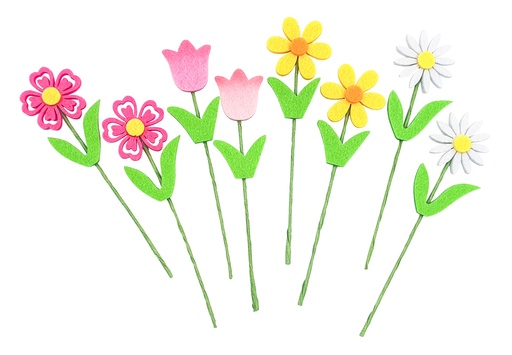 [814112] FLEURS EN FEUTRINE, 8 PIÈCES