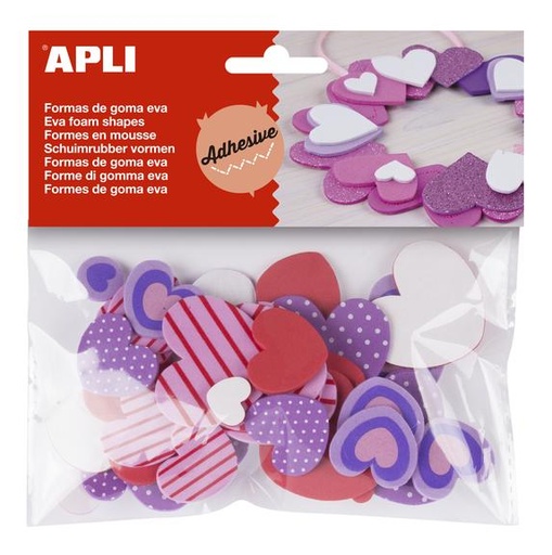 [821485] 40-Piece Printed Foam Hearts