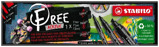 [538706] STABILO FREE ACRYLIC MIX SCHWARZ, 3ER SET