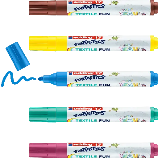 [535106] EDDING 17 FUNTASTICS TEXTILE FUN, CASE OF 5 ASS.