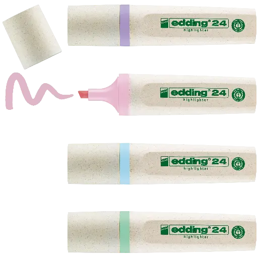 [536500] EDDING 24 EcoLine SURLIGNEURS PASTEL, ÉTUI DE 4
