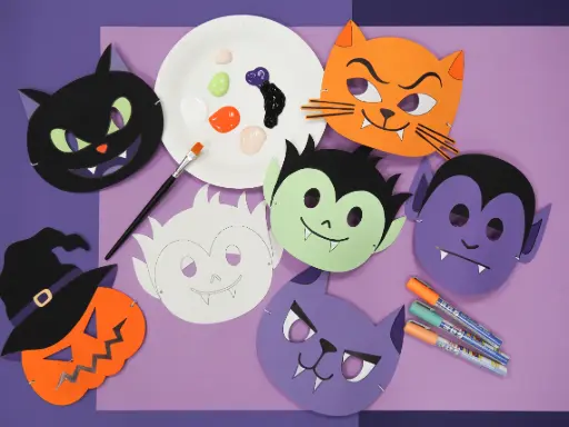 [81927] MASQUES À DÉCORER HALLOWEEN, LOT DE 6