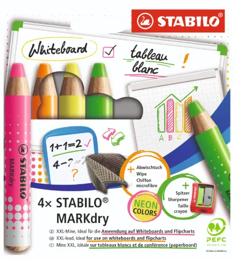 [5281F] STABILO MARKdry FLUO, L'ÉTUI DE 4